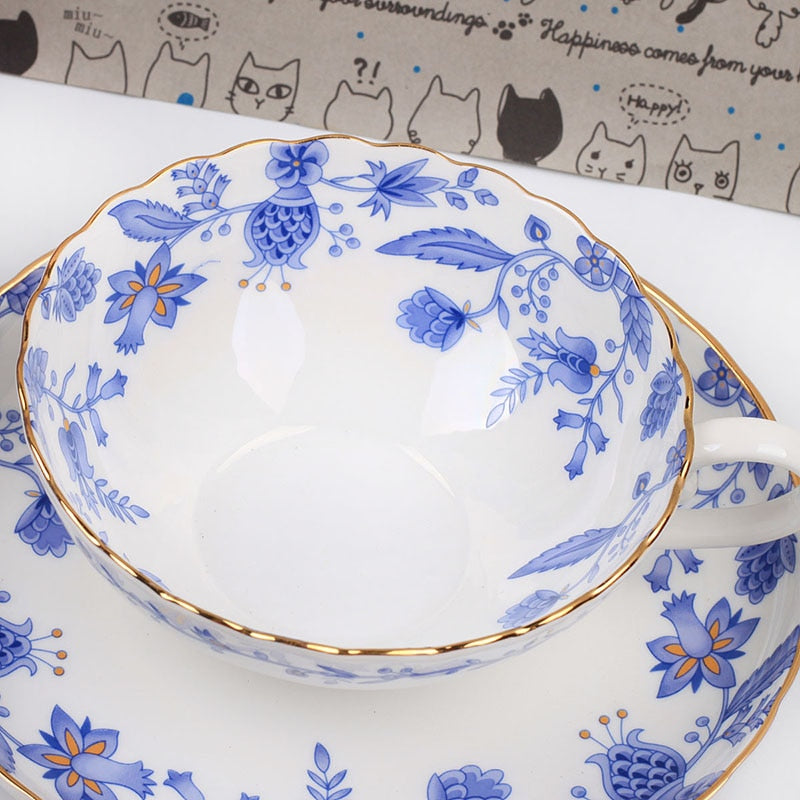 YeFine Celadon Porcelain Coffee Cups And Saucers Small Teacups Porcelain Blue And White Ceramic