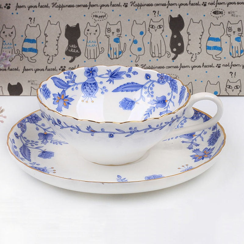 YeFine Celadon Porcelain Coffee Cups And Saucers Small Teacups Porcelain Blue And White Ceramic