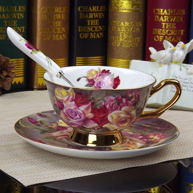 YeFine Ceramic Afternoon Black Tea Cups And Saucers Bone China Coffee Cup With Tray Porcelain