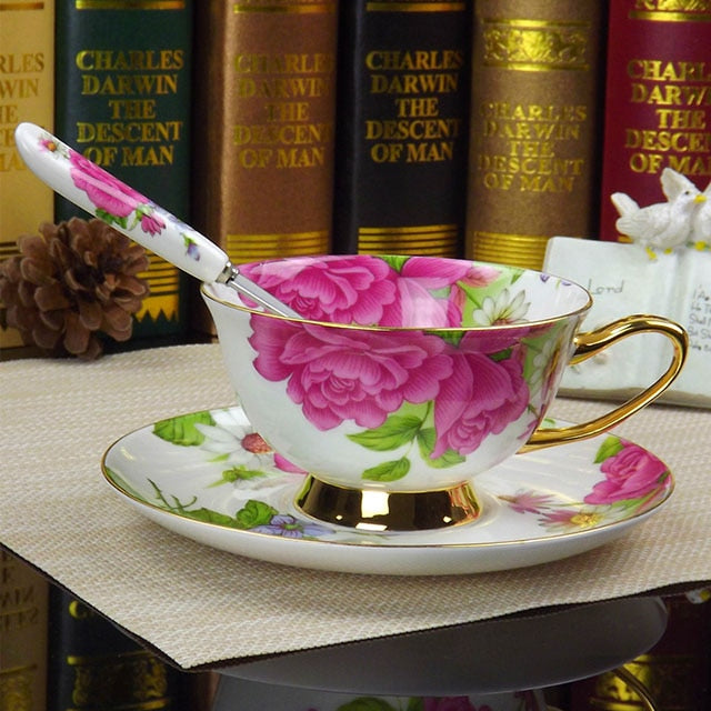 YeFine Ceramic Afternoon Black Tea Cups And Saucers Bone China Coffee Cup With Tray Porcelain