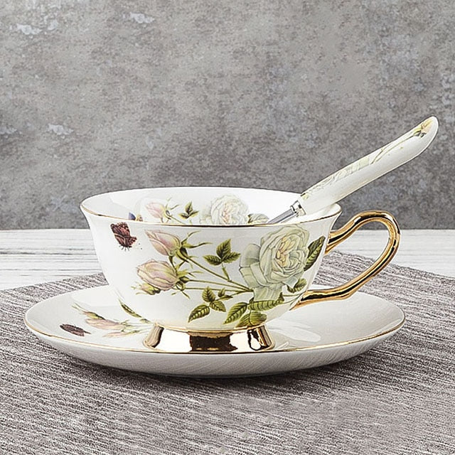 YeFine Ceramic Afternoon Black Tea Cups And Saucers Bone China Coffee Cup With Tray Porcelain