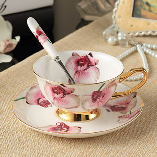 YeFine Ceramic Afternoon Black Tea Cups And Saucers Bone China Coffee Cup With Tray Porcelain