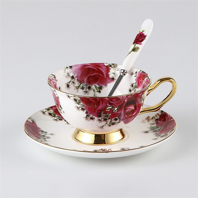 YeFine Ceramic Afternoon Black Tea Cups And Saucers Bone China Coffee Cup With Tray Porcelain