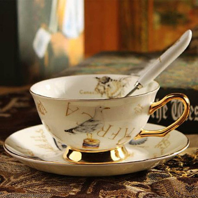 YeFine Ceramic Afternoon Black Tea Cups And Saucers Bone China Coffee Cup With Tray Porcelain