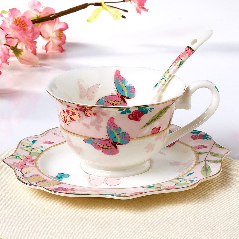YeFine Ceramic Coffee Cup Set Bone China Drinkware Porcelain Tea Cups And Saucers Afternoon Tea