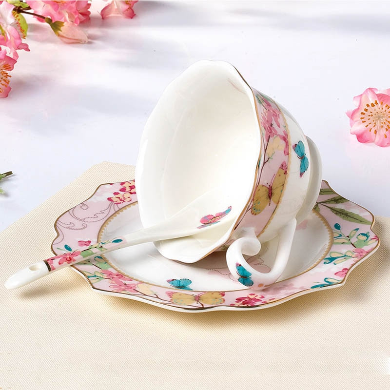YeFine Ceramic Coffee Cup Set Bone China Drinkware Porcelain Tea Cups And Saucers Afternoon Tea