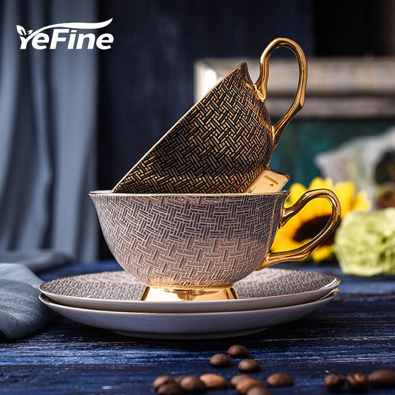 YeFine High Quality Porcelain Coffee Cups Vintage Ceramic Cups And Saucers Set Chinese Tea Cup