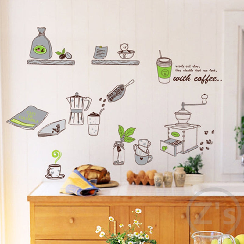 Zs Sticker cooking tools coffee kitchen decor cooked wall sticker home decoration adhesives
