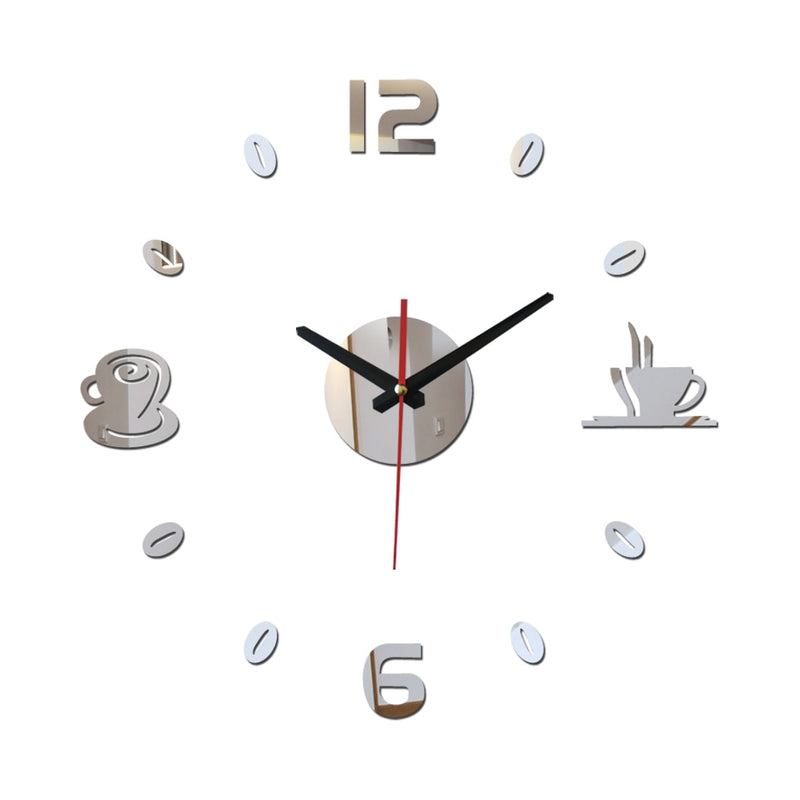 DIY Wall Sticker Clock Europe Style Acrylic Mirror Surface Coffee Stickers Home