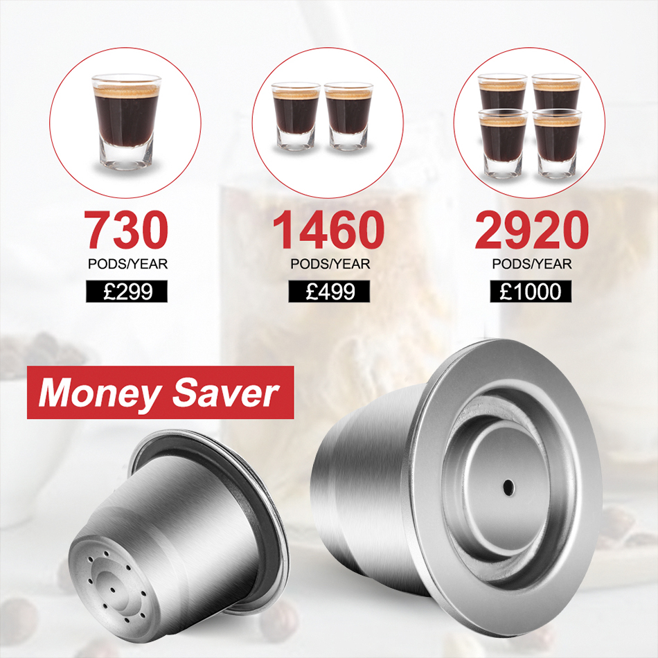 iCafilas Krups Inissia Reusable Coffee Capsule For Nespresso De’Longhi Stainless Steel Espresso Pod