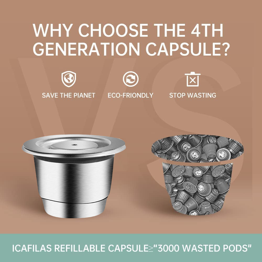 iCafilas Krups Inissia Reusable Coffee Capsule For Nespresso De’Longhi Stainless Steel Espresso Pod