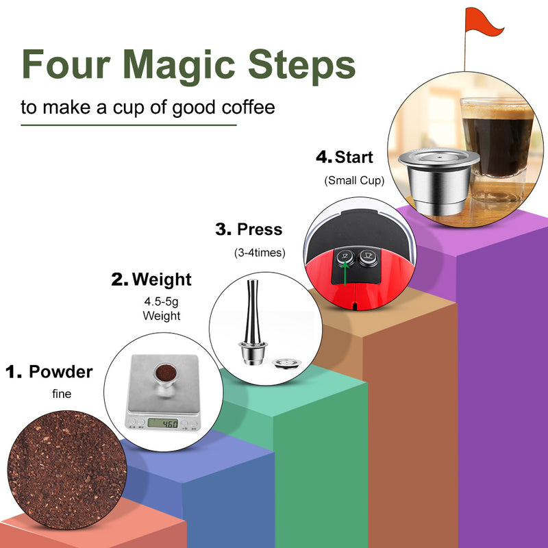 iCafilas Krups Inissia Reusable Coffee Capsule For Nespresso De’Longhi Stainless Steel Espresso Pod