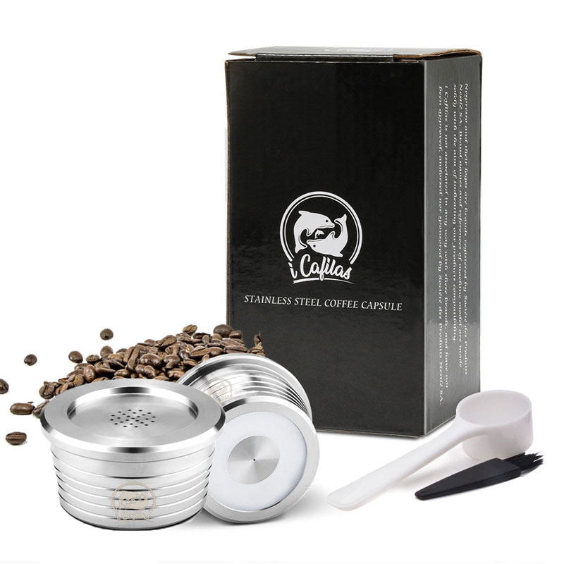 iCafilas Stainless steel Refillable Coffee Capsule Filters Cup For Delta Q Pod Stainless Steel